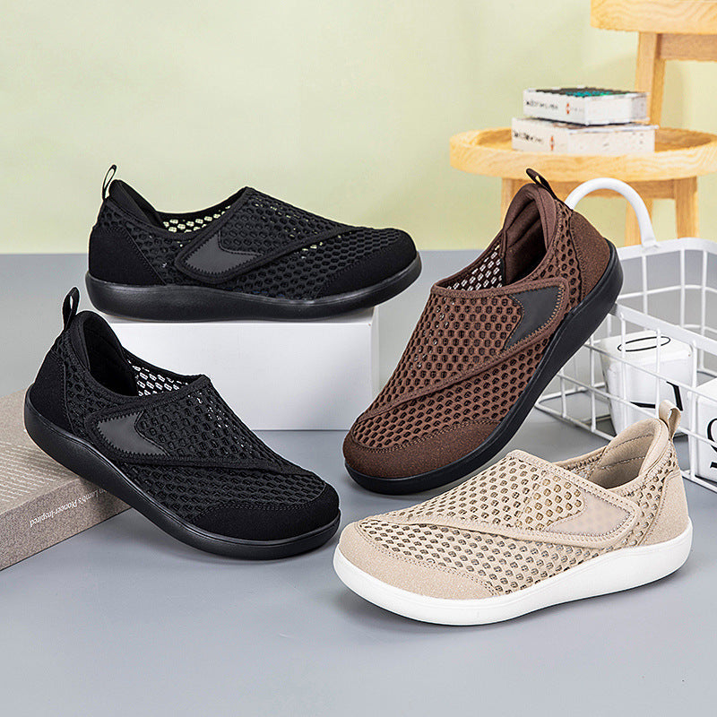 Unisex nan atmungsaktiver Netz-Slipper mit verstellbarem Klettverschluss und viskoelastischem Fußbett EB