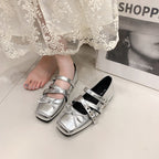 Damen Ballerinas mit verstellbarem Riemen und modischem Schleifendetail EB