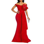 Damen Elegantes Abendkleid mit floralem Oberteil und schwingendem Saum EB