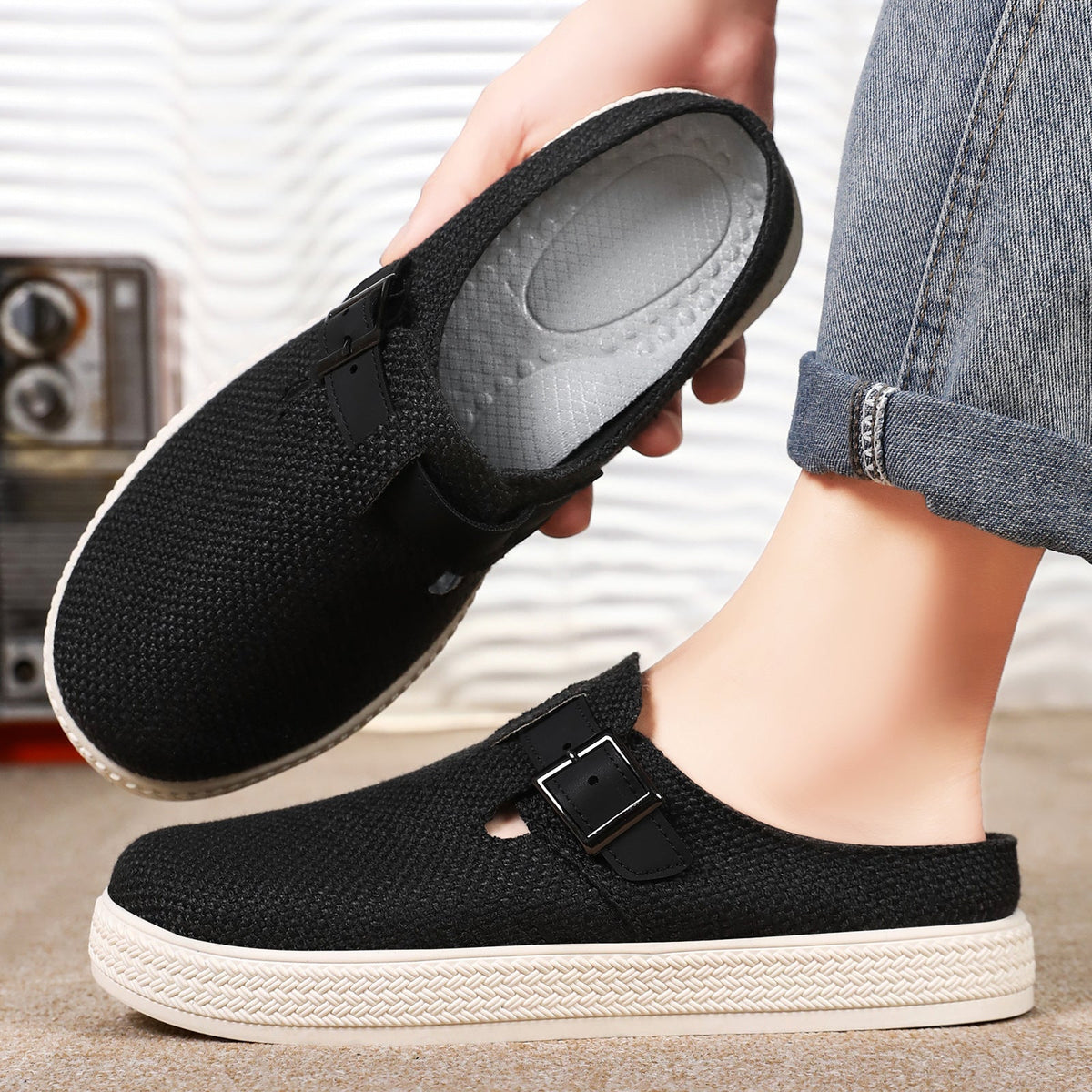 Damen Bequeme Clogs mit verstellbarer Schnalle EB