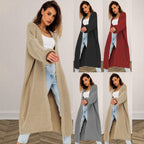 Damen Grober Strickmantel mit offenem Schnitt und tiefen Taschen EB