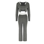 Damen elegantes zwei-teiliges Set mit Spitzenakzenten EB