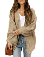 Damen Grob gestrickter Cardigan mit überschnittenen Schultern EB