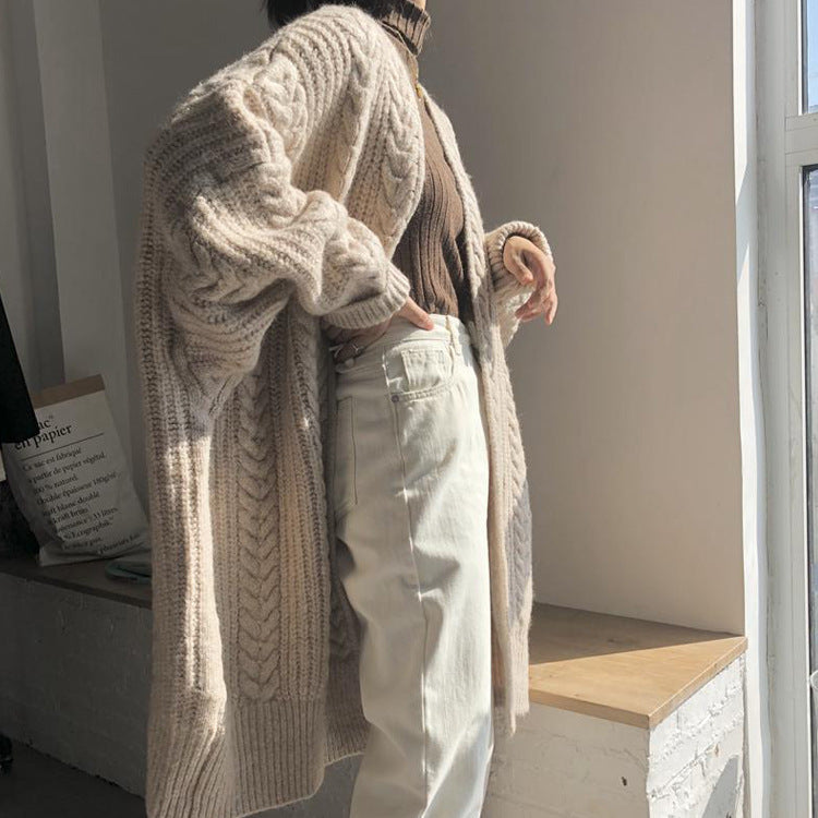 Damen Grober Strickcardigan mit oversized Schnitt und Rautenmuster EB
