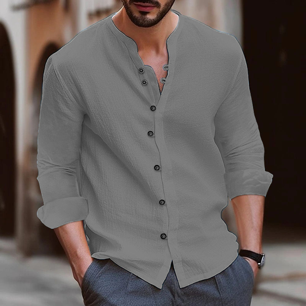 Herren Elegantes Hemd mit Knopfleiste und strukturiertem Design EB
