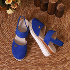Damen Bequeme Espadrilles mit elastischen Riemen und dekorativem Bastbesatz EB