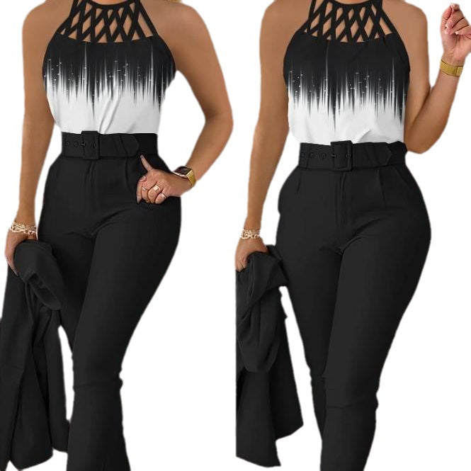 Damen Hochwertiger Jumpsuit mit modernem Netzeinsatz EB