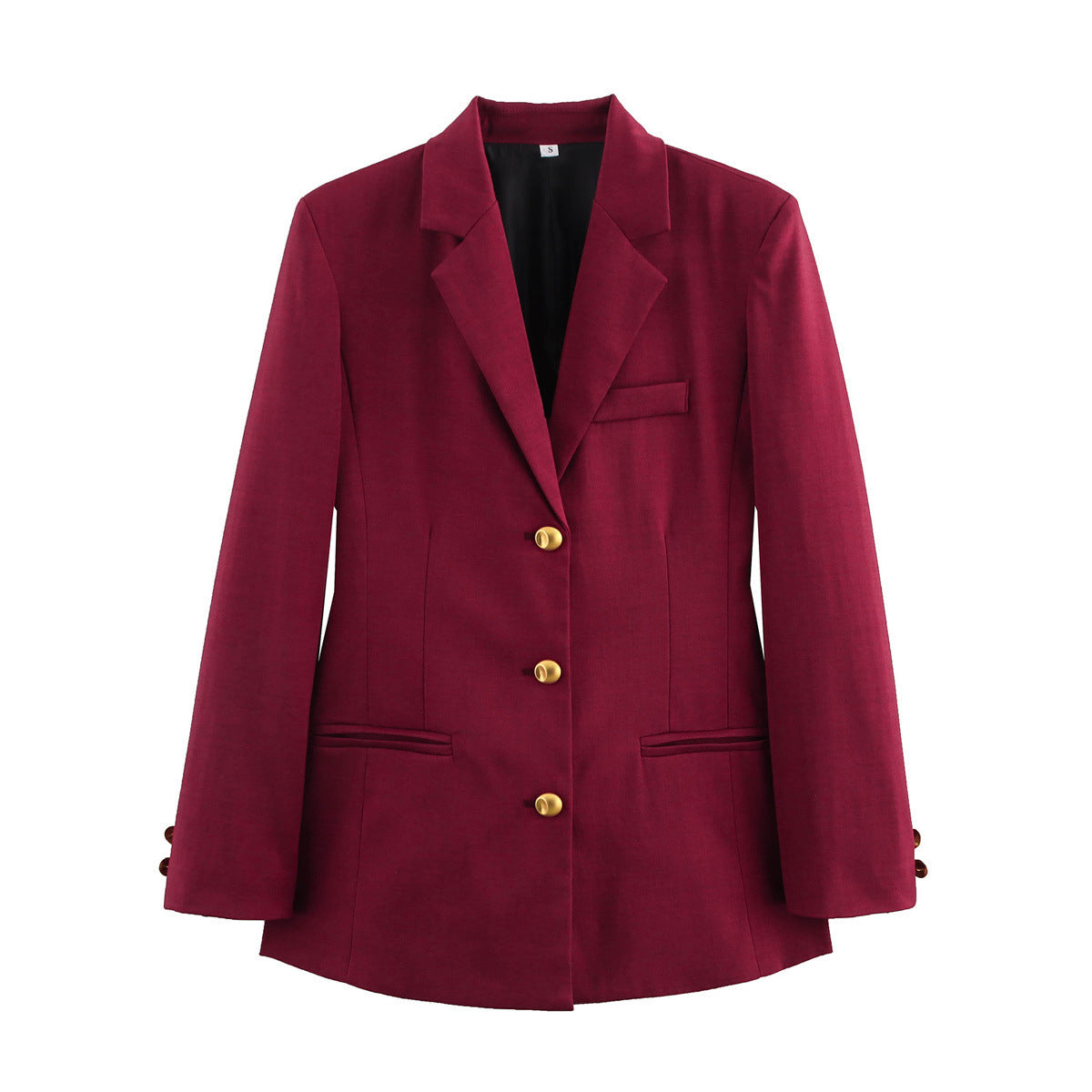 Damen elegante karierte Blazerjacke mit Goldknöpfen EB