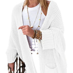 Women Oversize Chunky Knit Cardigan with Wide Shawl Collar and Patch Pockets Mune Fashion