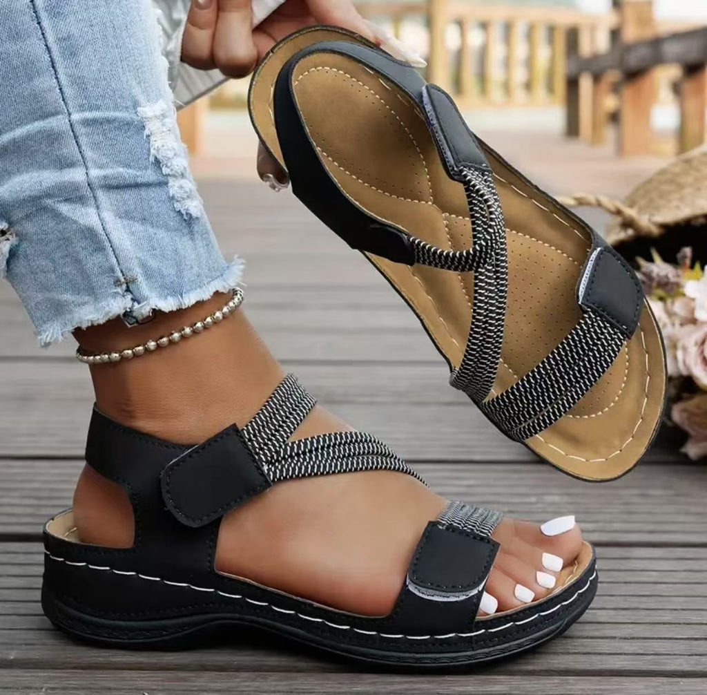 Damen bequeme Sandalen mit ergonomischem Riemen-Design EB