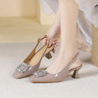 Damen Slingback-Pumps mit funkelndem Schmuckelement EB