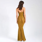 Damen Elegantes Abendkleid aus transparenter Spitze mit Leo-Muster EB