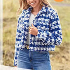 Damen Karierte Cropped Jacke EB
