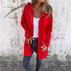 Damen lässiger Mantel mit Kapuze und asymmetrischem Schnitt EB