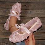 Damen elegante Ballerinas mit floralen Applikationen und rutschfester Sohle EB