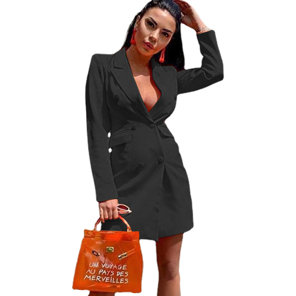 Damen Elegant geschnittenes Blazer-Kleid mit doppelter Knopfleiste EB