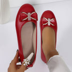 Damen Ballerinas mit modischem Schleifenakzent und Glitzerdetails EB
