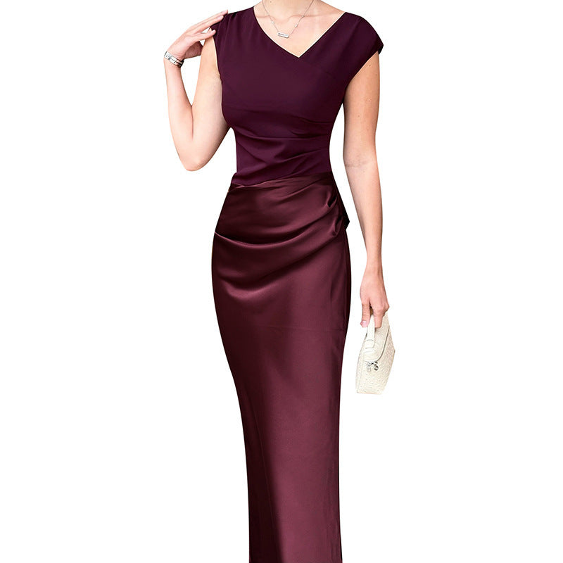 Damen elegantes langes Abendkleid mit figurbetonter Silhouette und extravagantem Rückenausschnitt EB