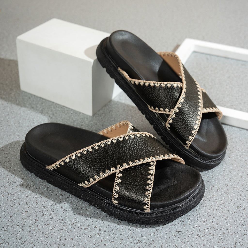 Damen Bequeme Clogs mit geflochtenem Riemendesign und ergonomischem Fußbett EB