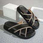 Damen Bequeme Clogs mit geflochtenem Riemendesign und ergonomischem Fußbett EB