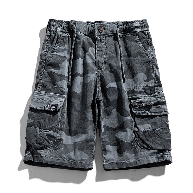 Herren-Camouflage-Cargo-Shorts mit elastischem Bund