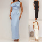 Damen Elegantes Maxikleid mit asymmetrischem Oberteil und figurbetontem Schnitt EB