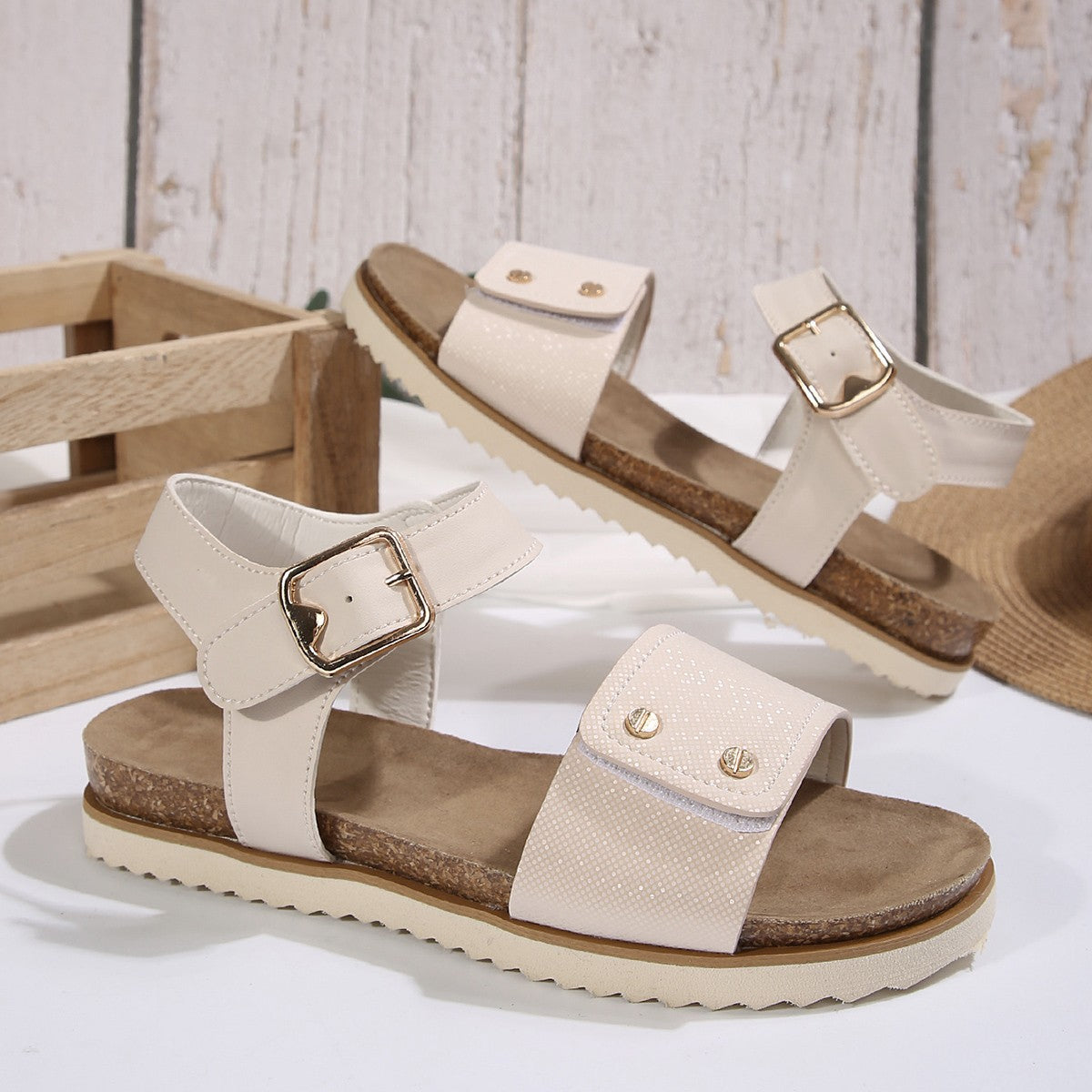 Damen Bequeme Sandalen mit verstellbarem Riemen EB