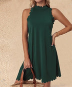 Damen Elegantes ärmelloses Freizeitkleid mit skulpturalem Ausschnitt EB
