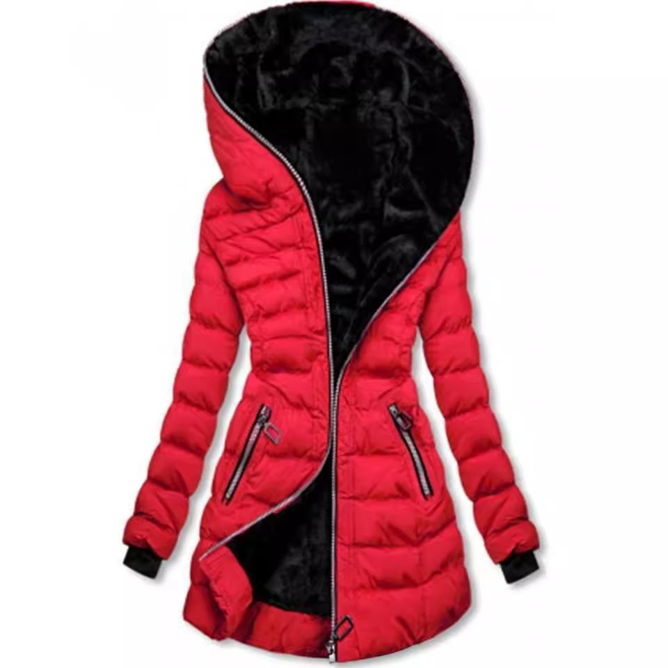Damen gesteppte Winterjacke mit luxuriösem Futter und modischem hohem Kragen EB