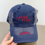 Baseballkappe aus Distressed-Denim mit Stickerei
