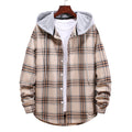 Damen Hemdjacke mit integrierter Kapuze und kariertem Muster EB