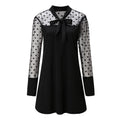 Damen Chiffonkleid mit eleganter Schleife und gepunktetem Design EB