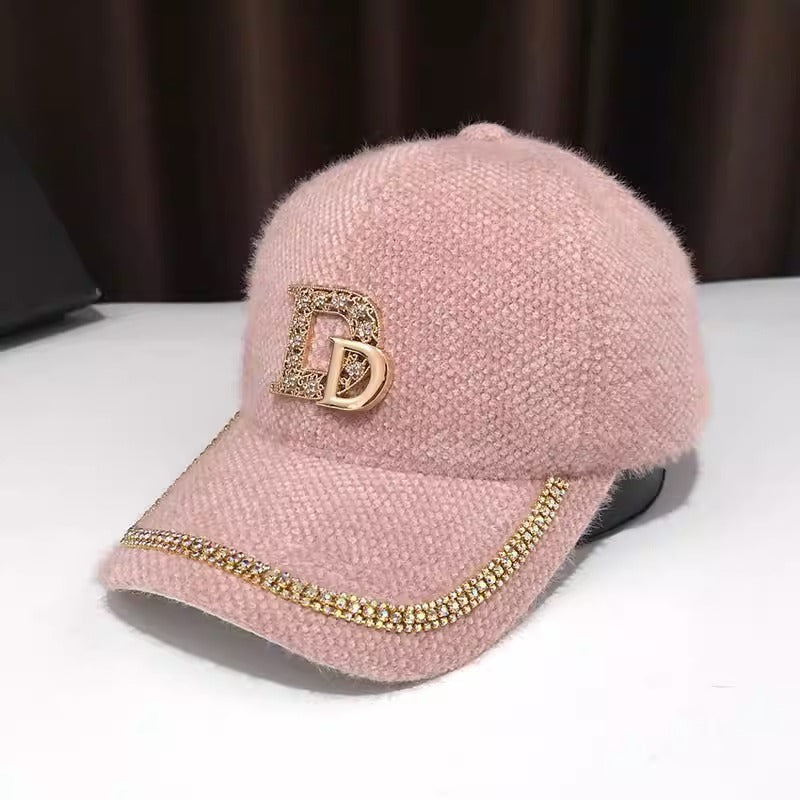 Luxuriöse Baseball-Cap aus Wolle mit Verzierungen
