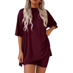Damen lässiges Sport-T-Shirt mit Shorts im Set EB