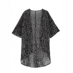 Damen Kimono-Jacke mit trendigem Muster und lockerem Schnitt EB