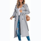 Damen legerer Trenchcoat mit Gürteldesign und stylischen Knöpfen EB