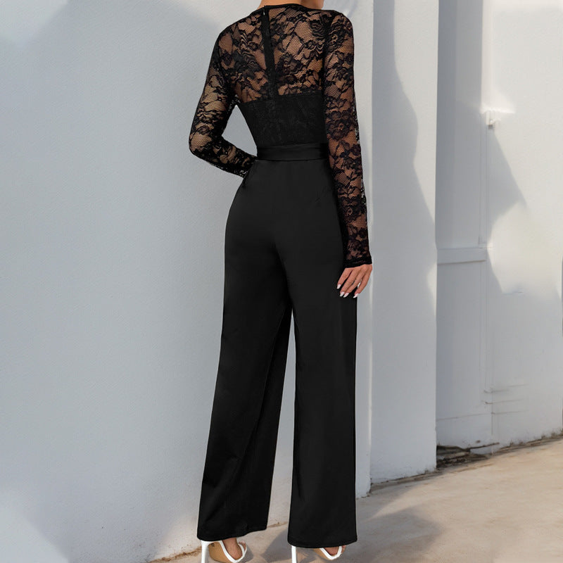 Eleganter und vielseitiger Damen-Jumpsuit mit Spitzenoberteil