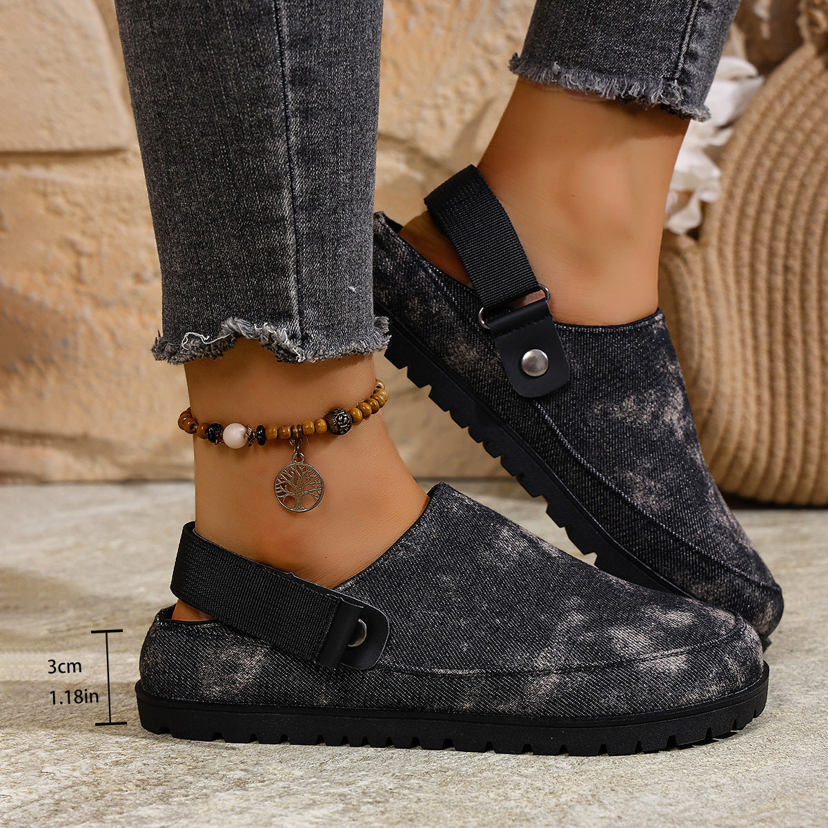 Damen Clogs mit verstellbarem Riemen und weichem Innenfutter EB