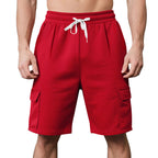 Elastische Cargo-Bermudashorts für Herren mit Kordelzug und Taschen