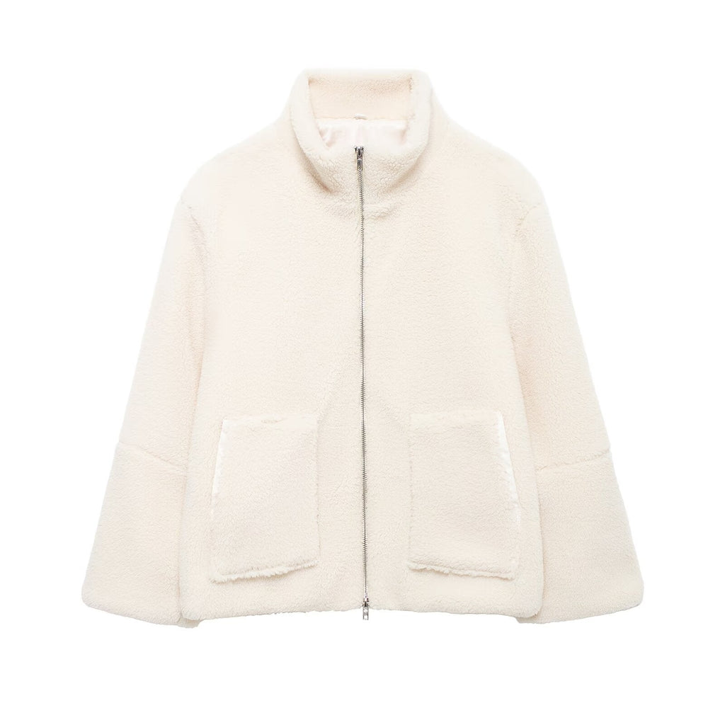Damen Fleecejacke mit hohem Kragen und praktischen Taschen EB
