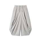 Weite Bermuda-Shorts mit hoher Taille, Falten und Kordelzug