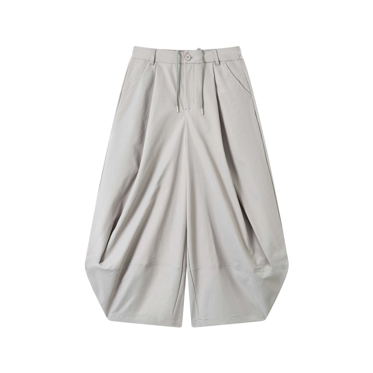 Weite Bermuda-Shorts mit hoher Taille, Falten und Kordelzug