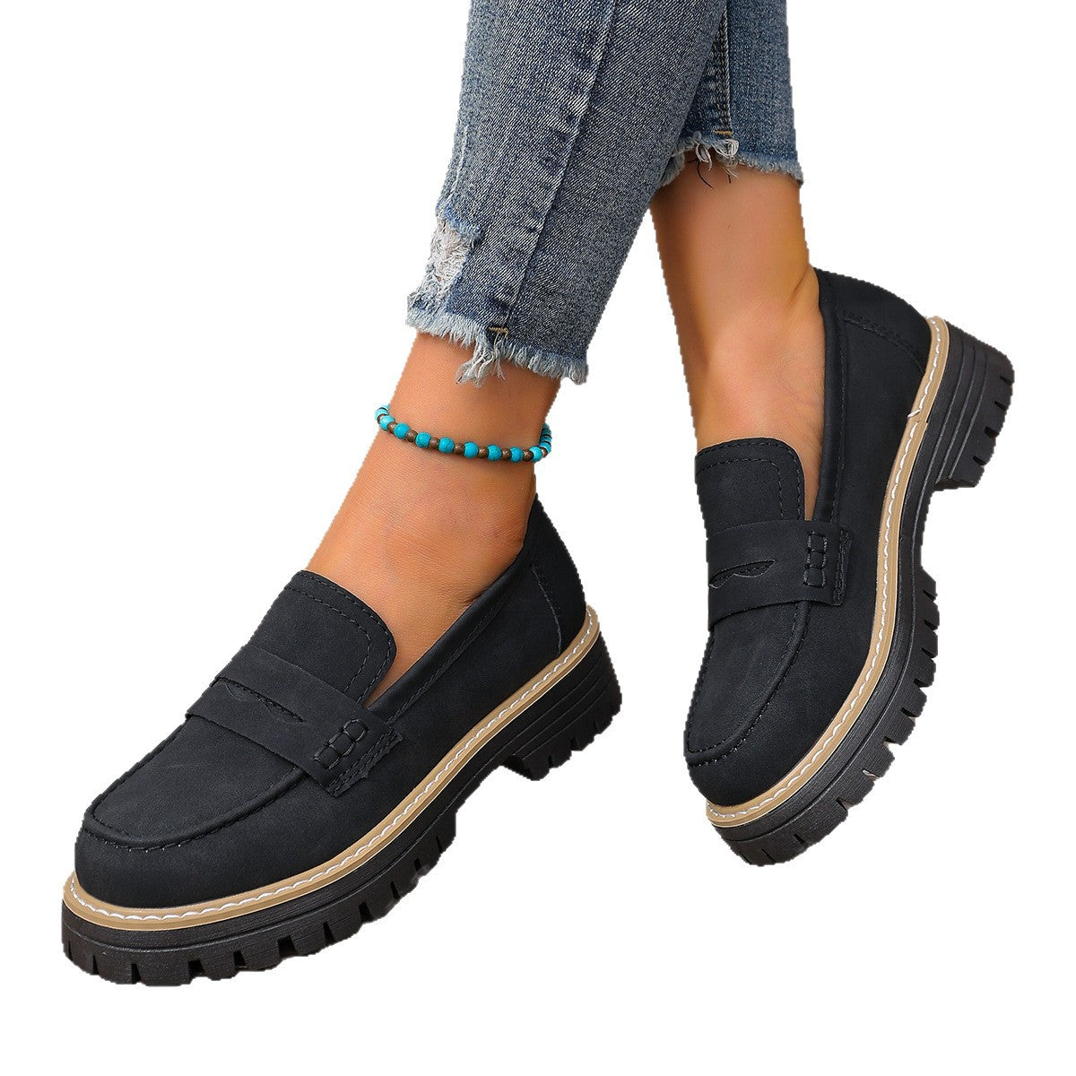 Damen Bequeme Mokassins mit robuster Sohle und elegantem Design EB