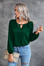 Damen Elegante Bluse mit leichtem V-Ausschnitt und Puffärmeln EB