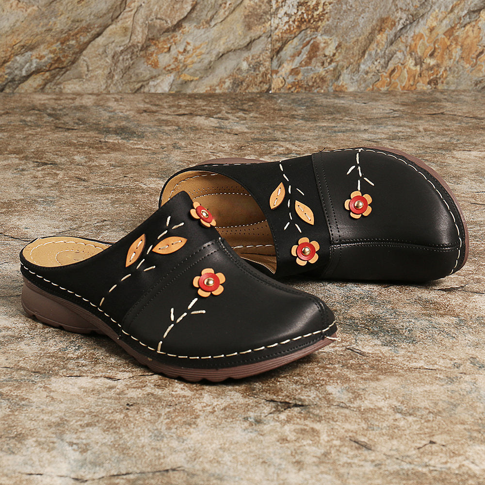 Damen Bequeme Clogs mit floralem Design und ergonomischem Fußbett EB