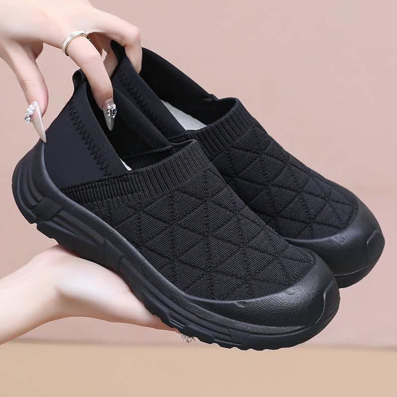 Damen Bequeme Slip-On Laufschuhe mit rutschfester Sohle und elastischem Obermaterial EB