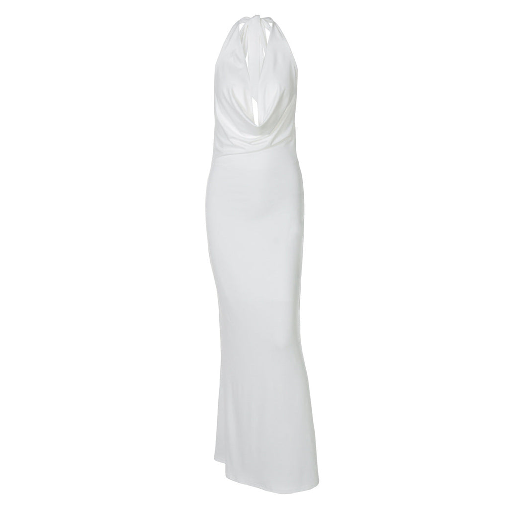 Damen Elegantes Longdress mit tiefem V-Ausschnitt und figurbetontem Schnitt EB