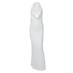 Damen Elegantes Longdress mit tiefem V-Ausschnitt und figurbetontem Schnitt EB