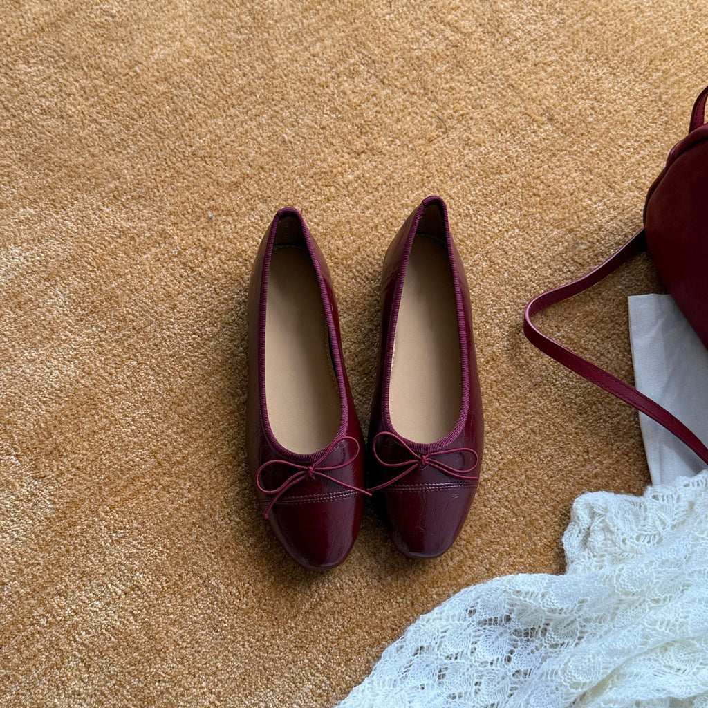 Damen Ballerinas mit schimmerndem Obermaterial und dekorativer Schleife EB