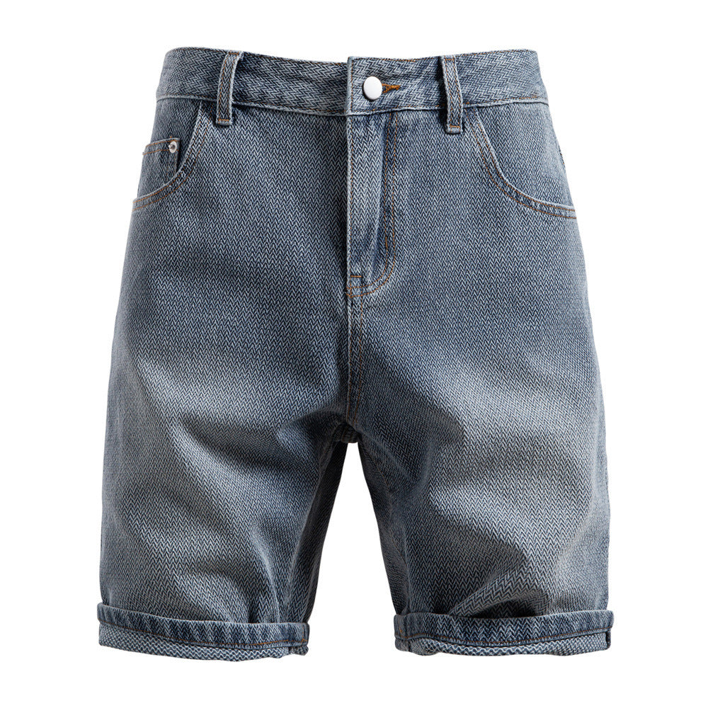 Herren Denim-Shorts mit Umschlag